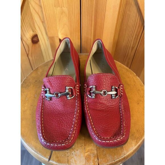 GEOX RESPIRA Red Leather Loafer US Size 8.5-9 EU 39 - Picture 2 of 9